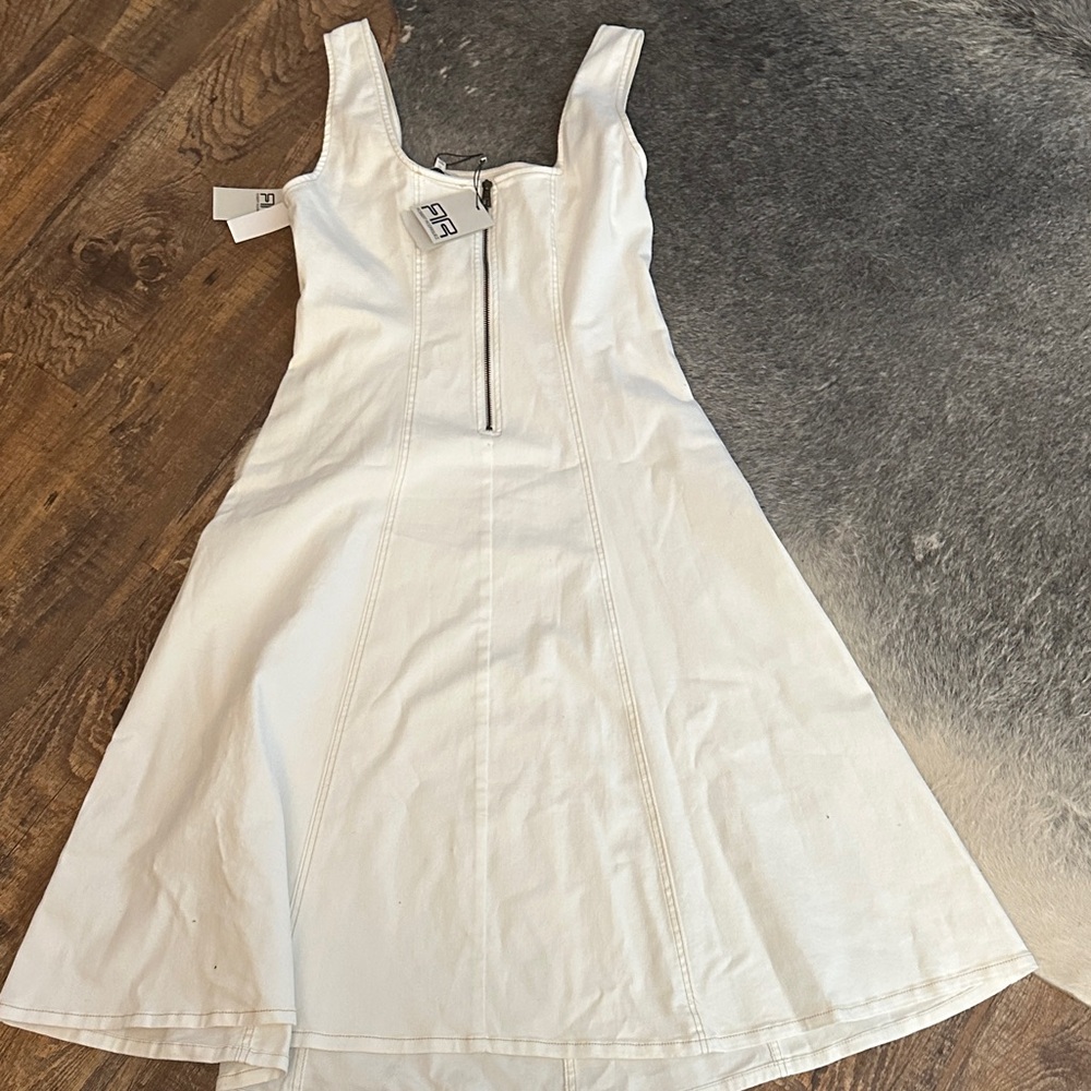 Robert Rodriguez White Sleeveless Zip-Front Mini Dress